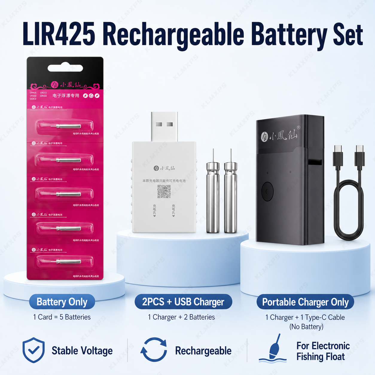 Fish Finder Charger - Bateria Recarregável LIR425 para Boia de