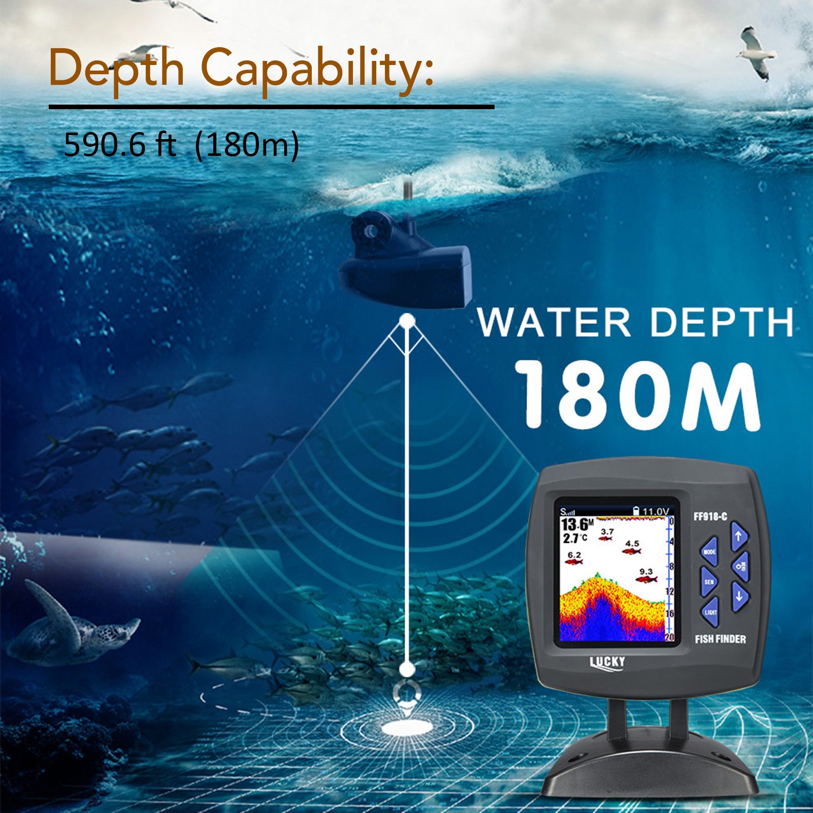 Peixe Finder Wired Transdutor  - Fish Finder Transducer avaliação e preço