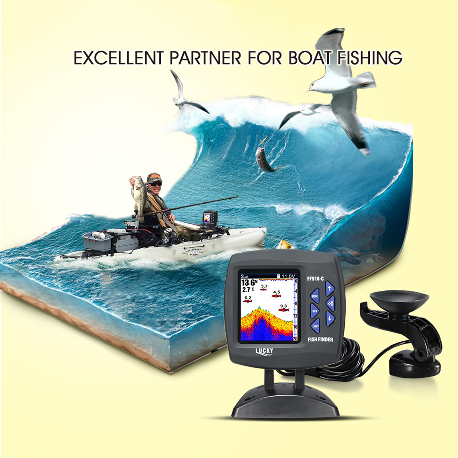 Peixe Finder Wired Transdutor  - Fish Finder Transducer avaliação e preço