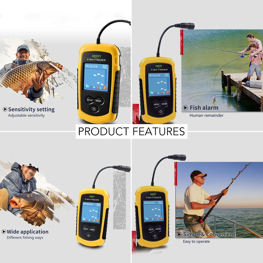 Lucky lcd tela colorida portát - Fish Finder Transducer avaliação e preço