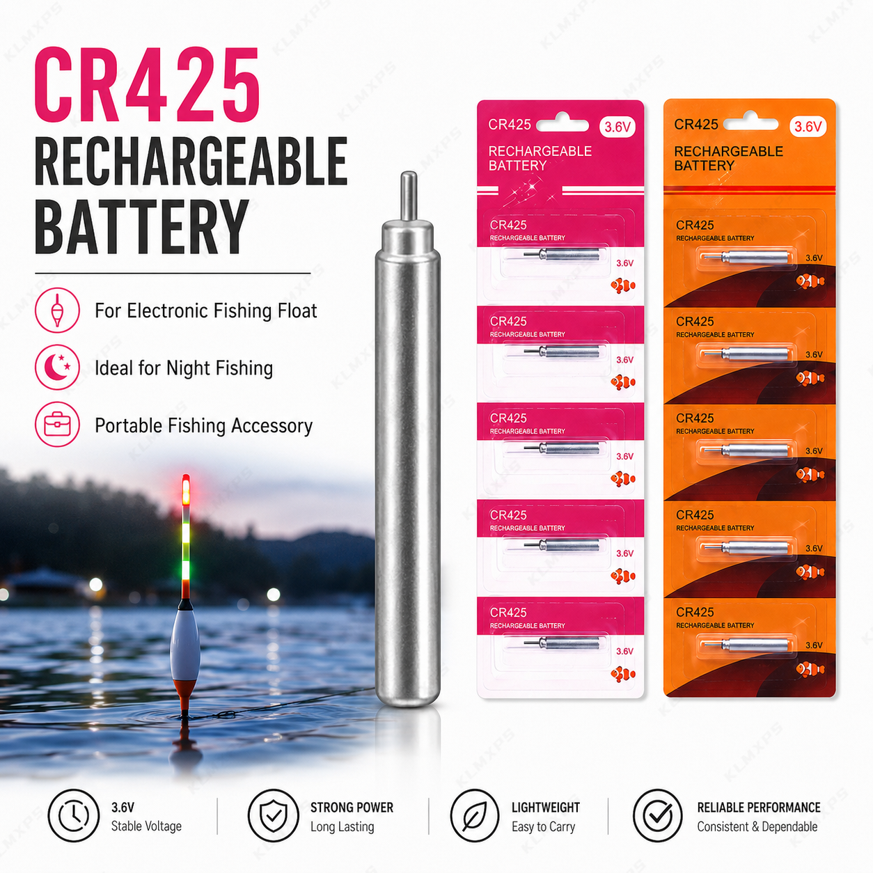 Bateria Recarregável CR425 par - Fish Finder Charger avaliação e preço